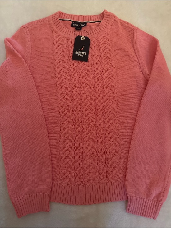 Nautica Sweaters - Nautica Pink Cable-Front Crewneck Sweater
